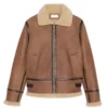 Light Brown Aviator Shearling Jacket