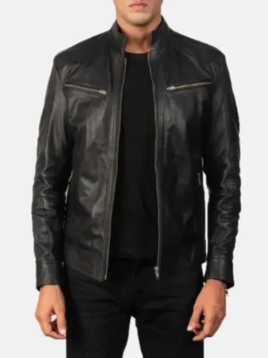 Men Black Biker Leather Jacket