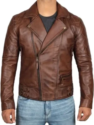 Men Brown Biker Leather Jacket