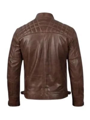 Mens Quilted Brown Biker Jacket