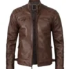 Mens Quilted Brown Biker Leather Jacket