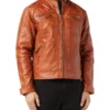 Men’s Quilted Shoulder Leather Jacket