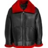 Women’s Aviator Red Shearling Leather Jacket