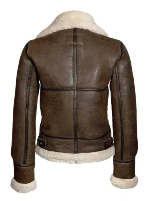 Women’s Fur Brown Distressed Leather Jacket