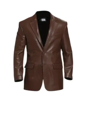 Men Brown Leather Blazer