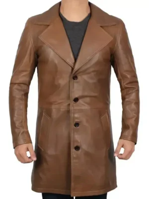Men Brown Leather Coat