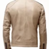 Mens Beige Biker Leather Jacket