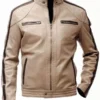 Mens Beige Leather Jacket