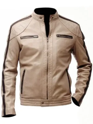 Mens Beige Leather Jacket