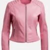 Women’s Pink Biker Leather Jacket