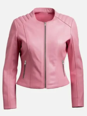 Women’s Pink Biker Leather Jacket
